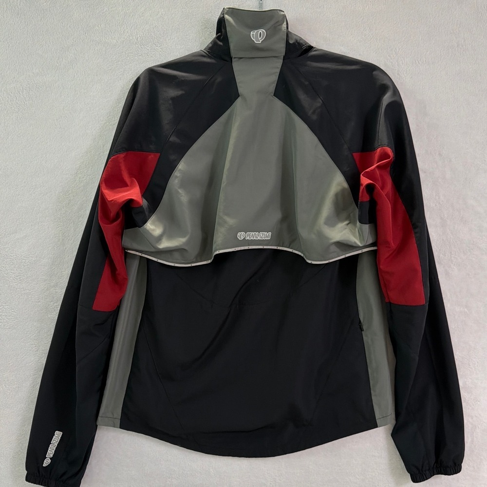Pearl Izumi Mens Cycling Jacket Black Grey Red Full Zip Windbreaker 6504 Medium
